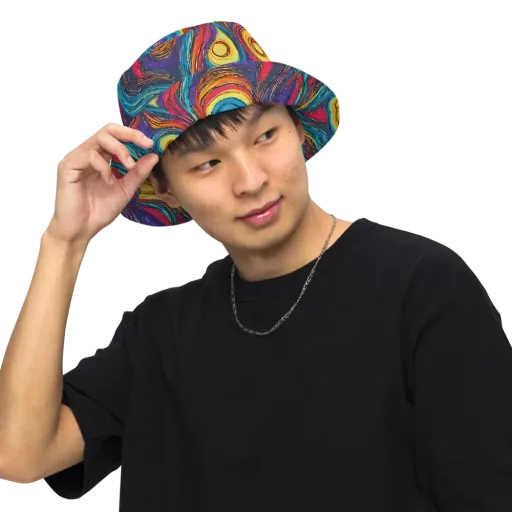 Painted Planets on a Reversible Bucket Hat