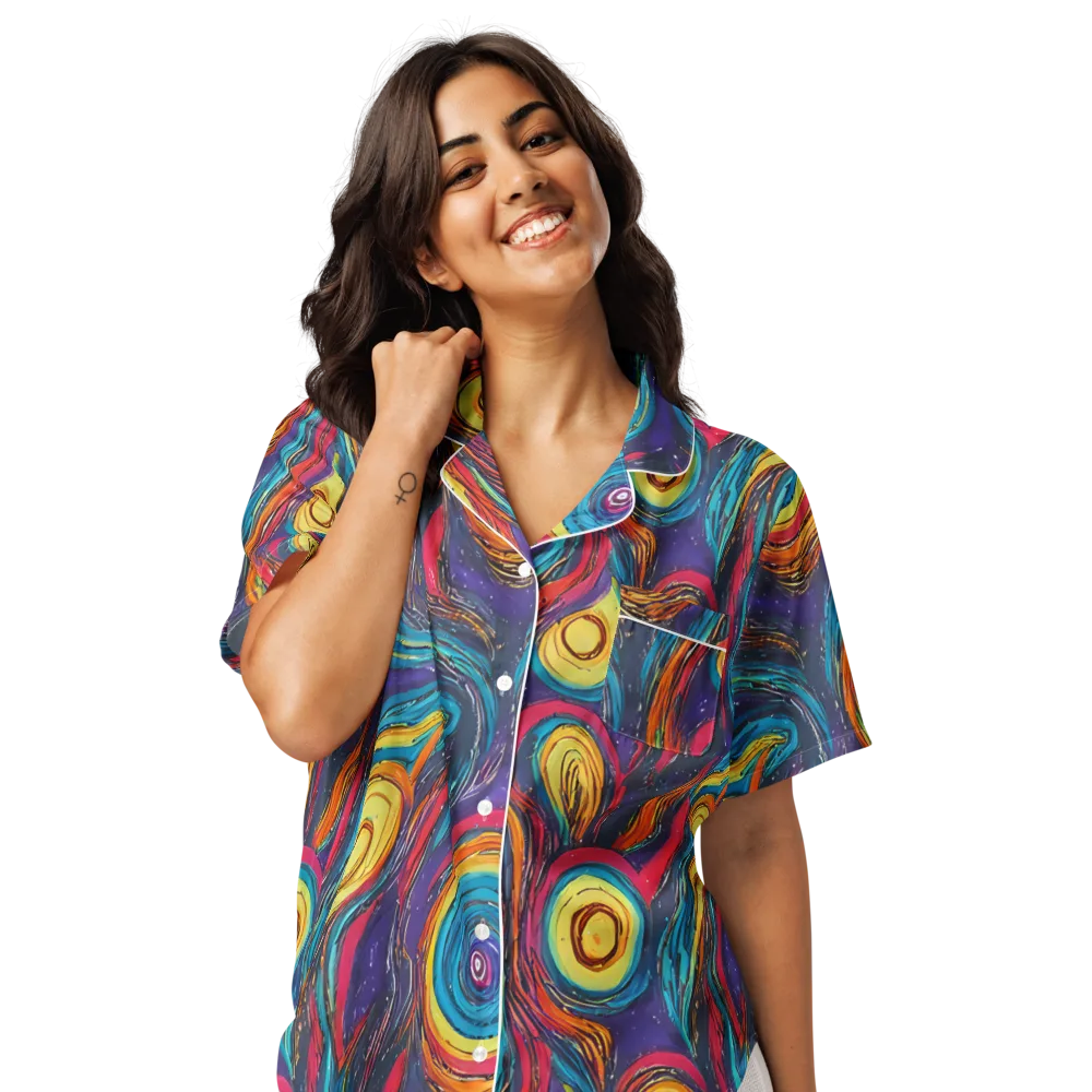 Painted Planets on Women's Short Sleeve Pajama Top — Front