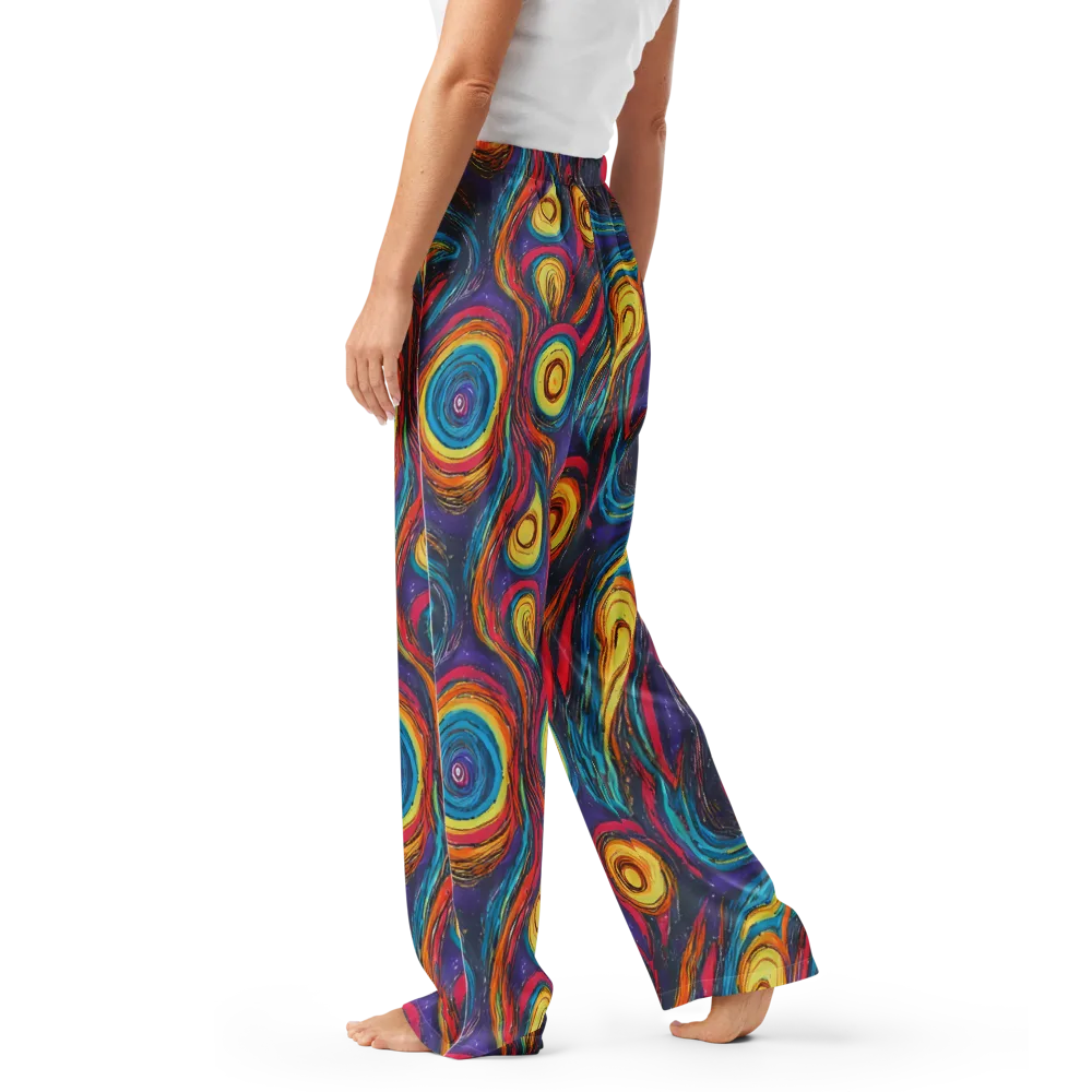 Painted Planets on Women's Pajama Pants — Left