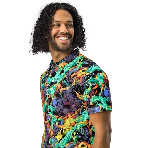 Reactor Bloom on a Men's Slim Fit Polo Shirt