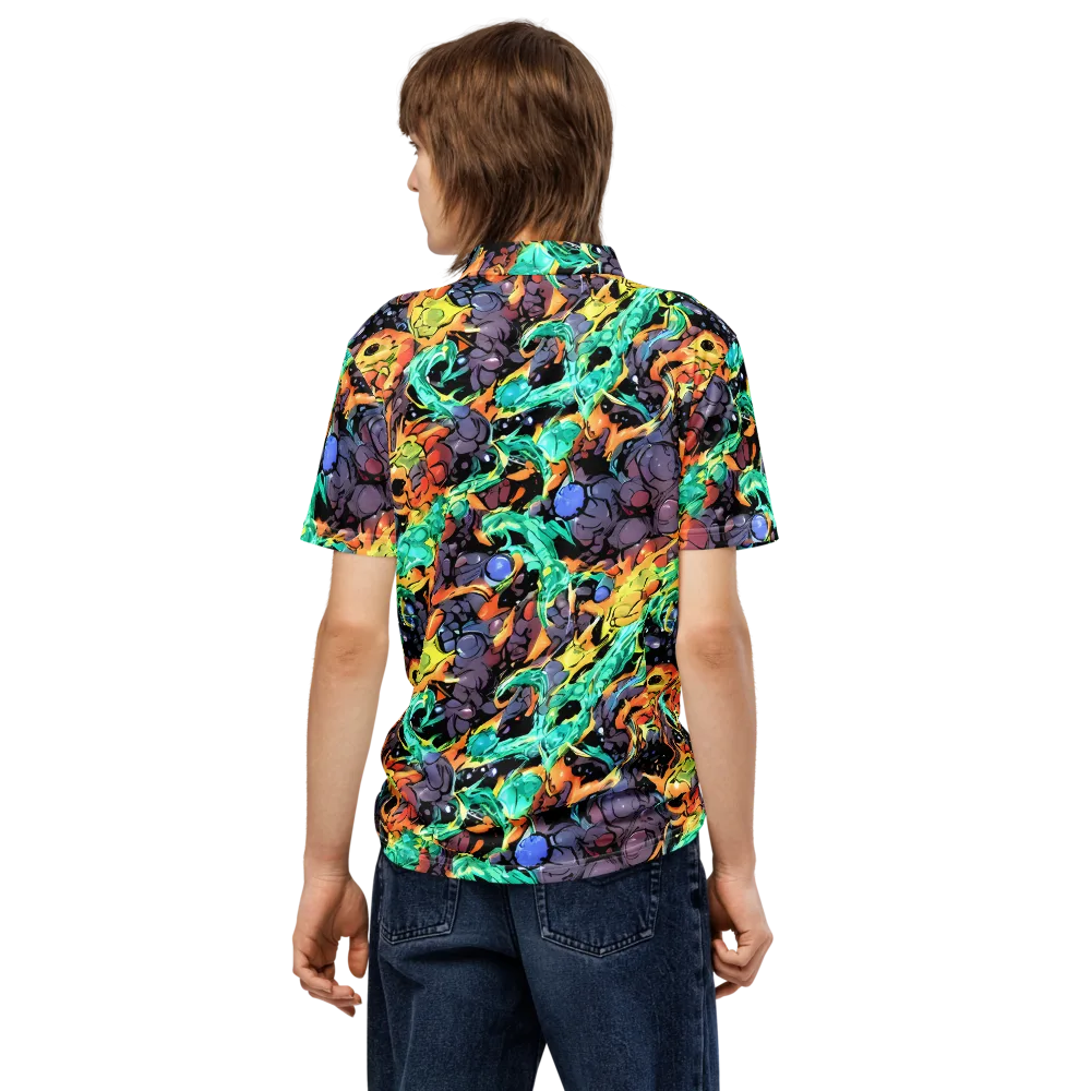 Reactor Bloom on Men's Slim Fit Polo Shirt — Back