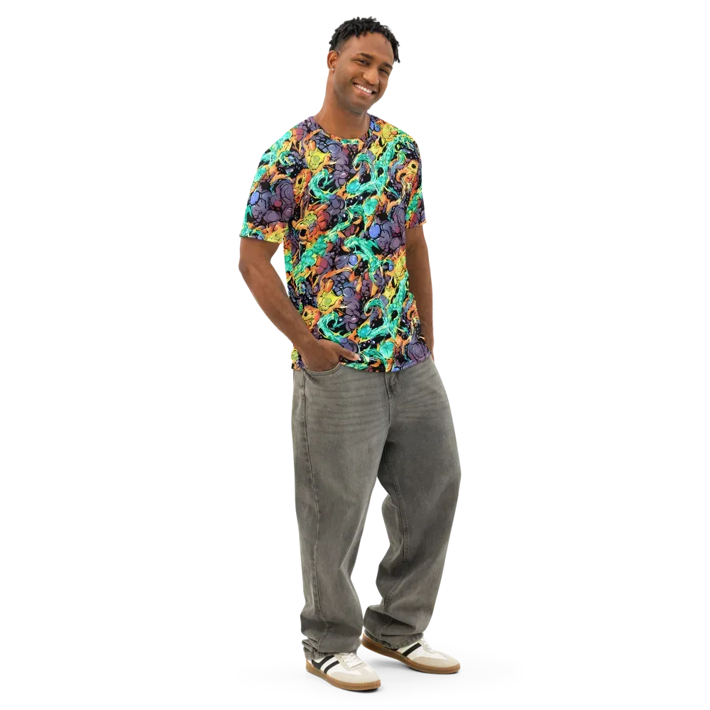 Reactor Bloom on Men's Cotton Crew Neck T-Shirt — Right Front