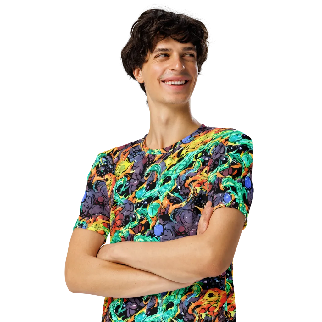 Reactor Bloom on Men's Crew Neck T-Shirt — Left Front