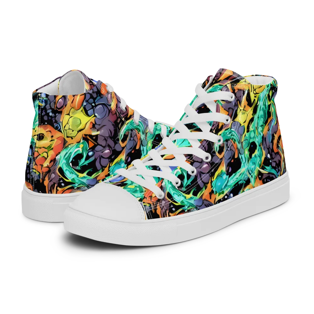 Reactor Bloom on Men's High Top Canvas Shoes — Left