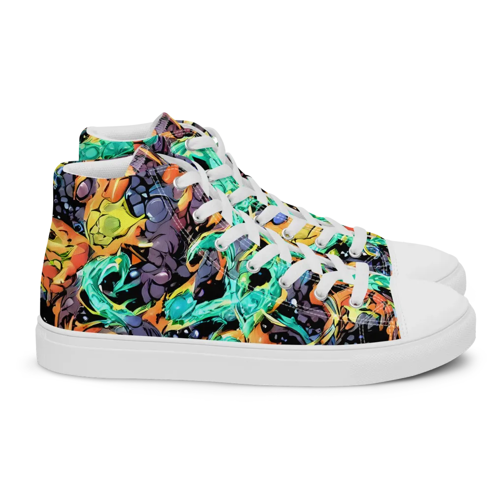 Reactor Bloom on Women's High Top Canvas Shoes — Right