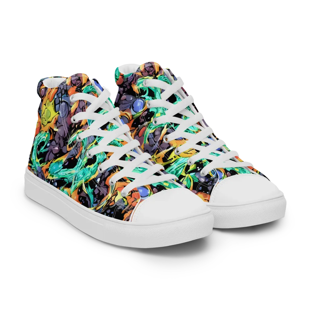 Reactor Bloom on Women's High Top Canvas Shoes — Right Front