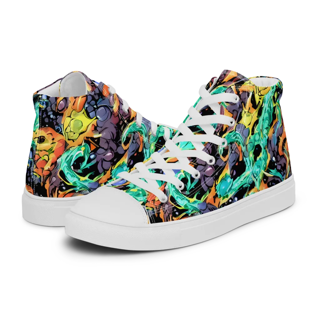 Reactor Bloom on Women's High Top Canvas Shoes — Left