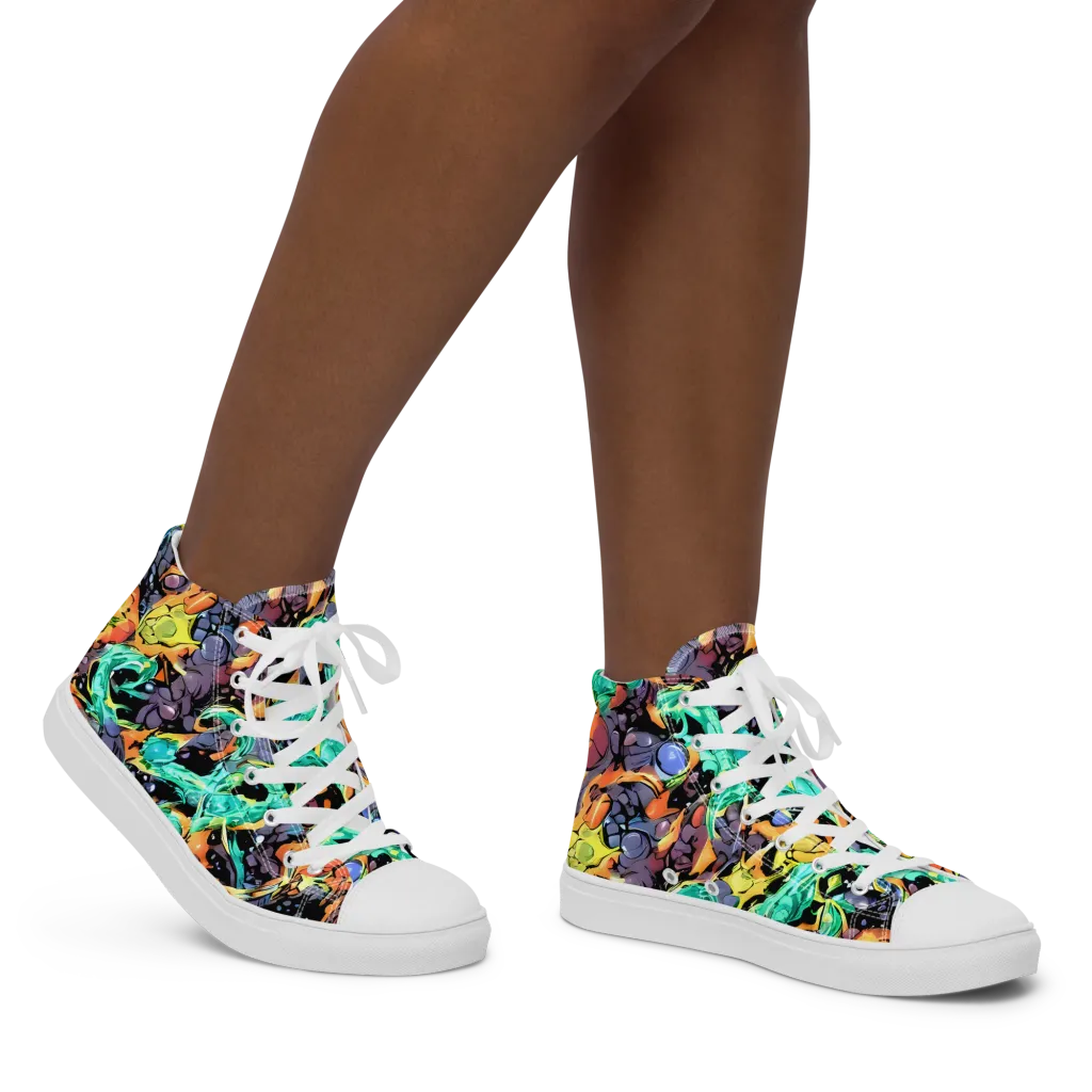 Reactor Bloom on Women's High Top Canvas Shoes — Right