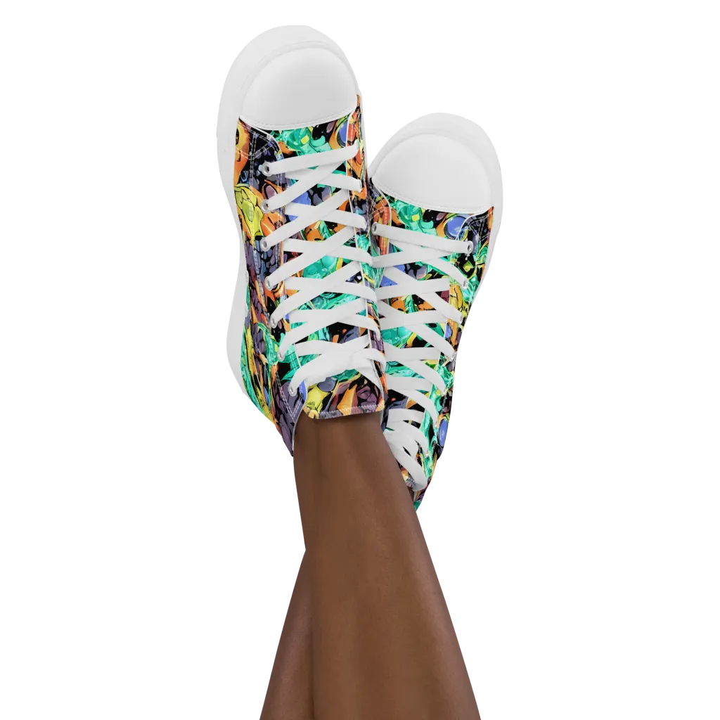 Reactor Bloom on Women's High Top Canvas Shoes — Front