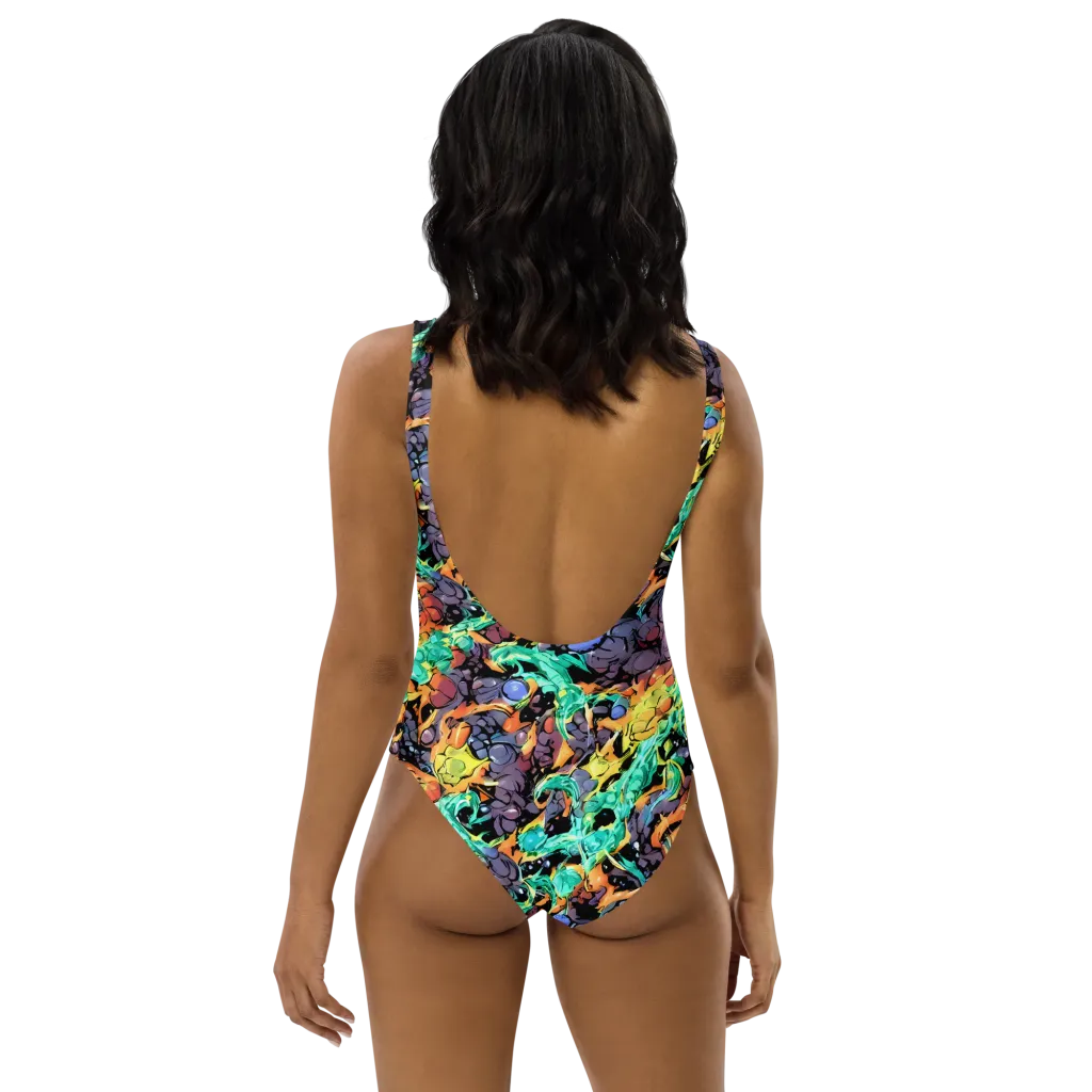 Reactor Bloom on One-Piece Swimsuit — Back
