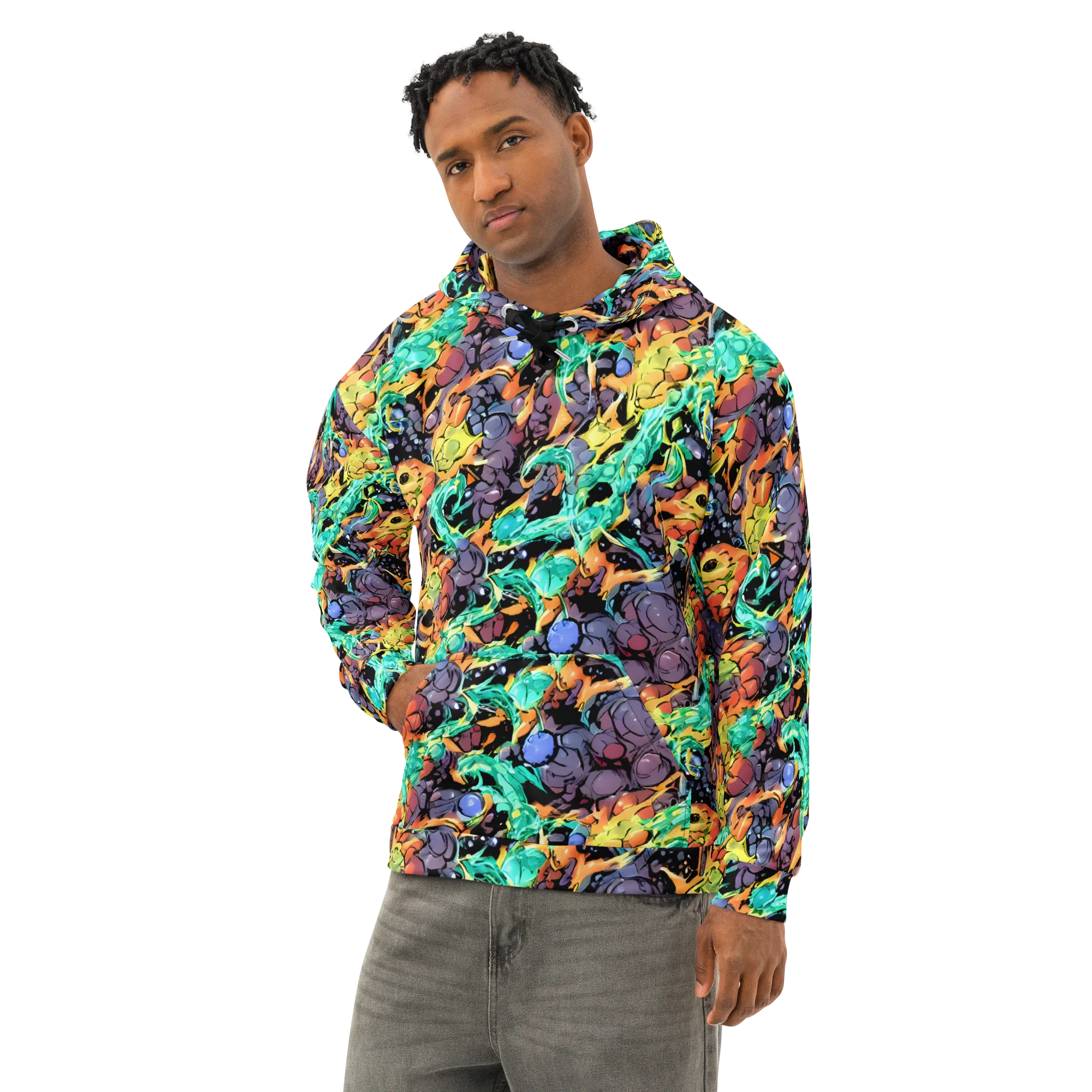 Reactor Bloom on Cotton Hoodie — Left Front