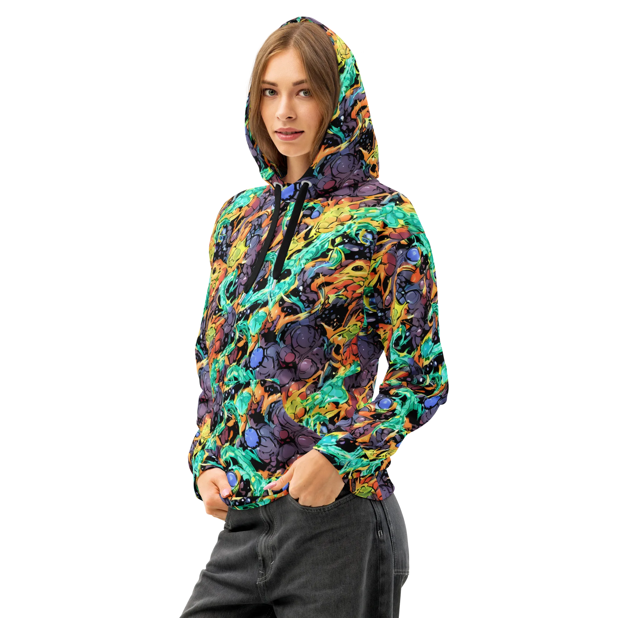Reactor Bloom on Cotton Hoodie — Left Front