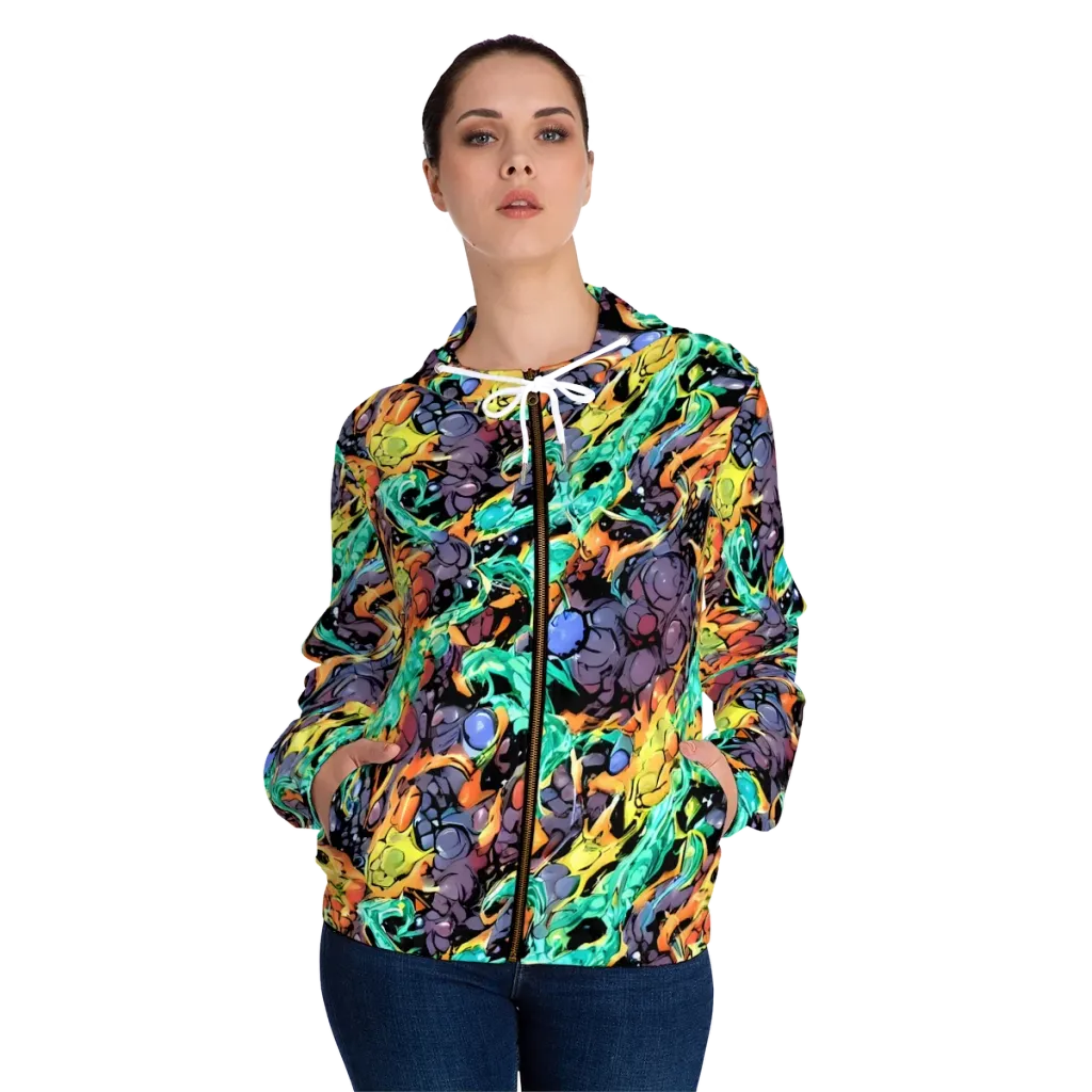 Reactor Bloom on Women's Full-Zip Hoodie — Front On Person