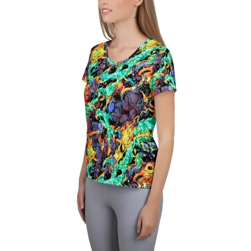 Reactor Bloom on a Women's Athletic T-Shirt