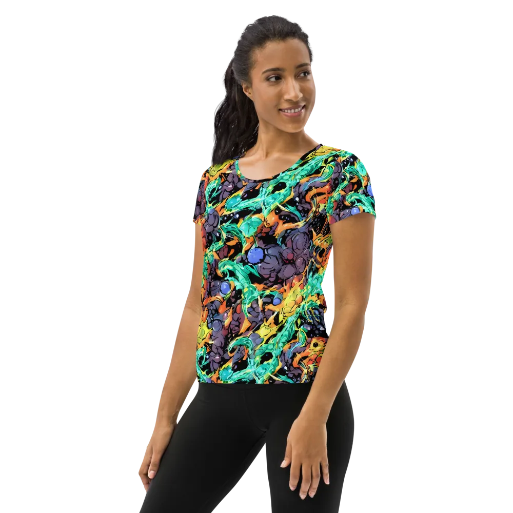 Reactor Bloom on Women's Athletic T-Shirt — Left
