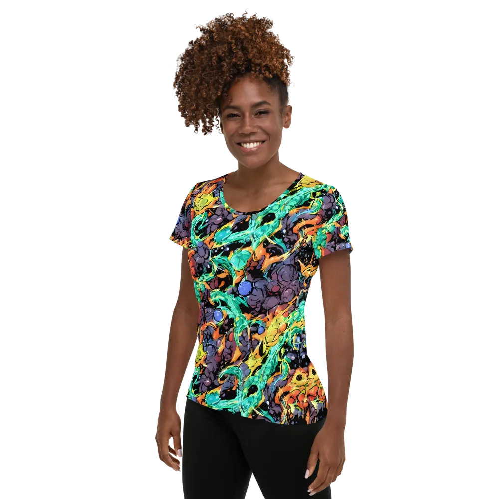 Reactor Bloom on Women's Athletic T-Shirt — Left