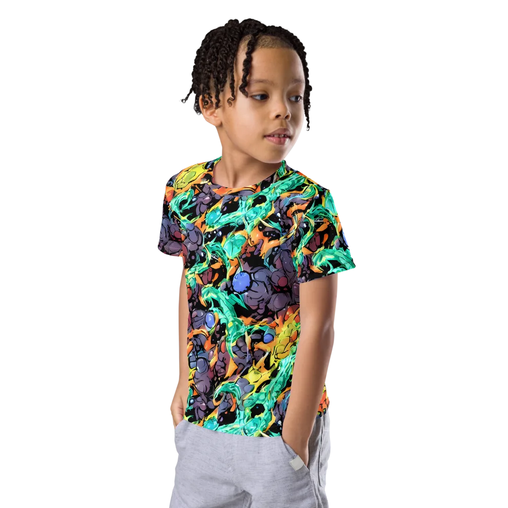 Reactor Bloom on Kids Crew Neck T-Shirt — Left Front