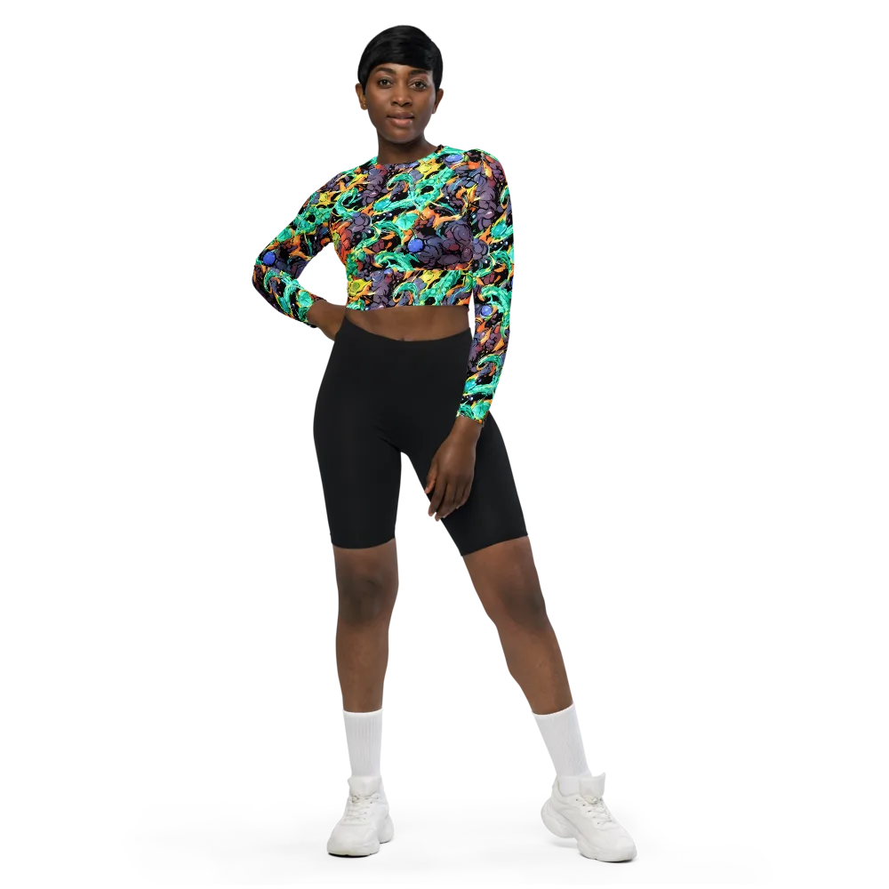 Reactor Bloom on Long Sleeve Crop Top — Front