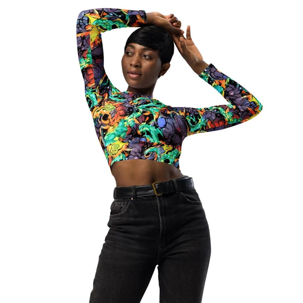 Reactor Bloom on Long Sleeve Crop Top — Front