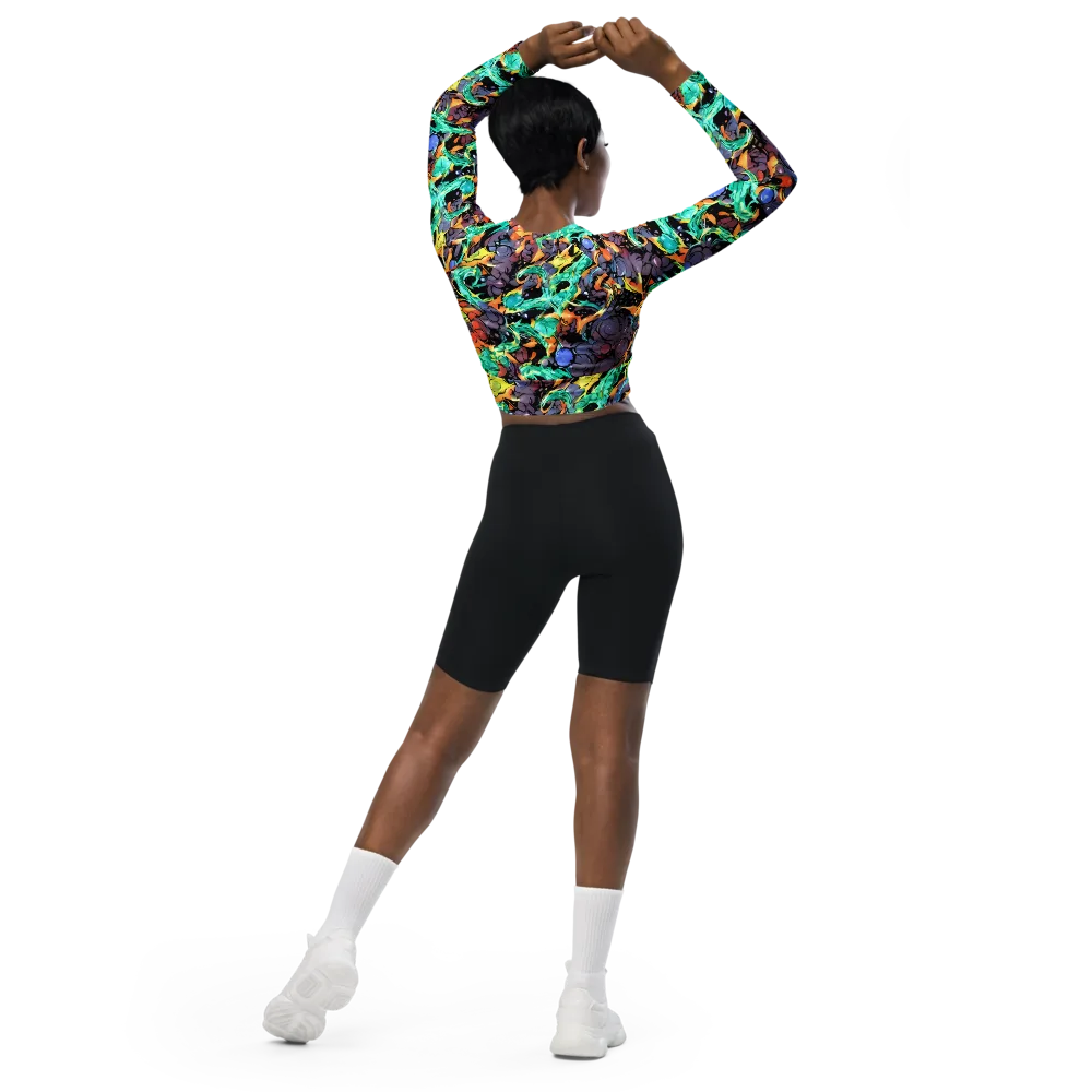 Reactor Bloom on Long Sleeve Crop Top — Back