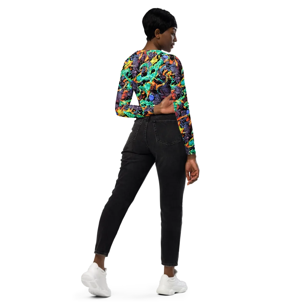 Reactor Bloom on Long Sleeve Crop Top — Right Back