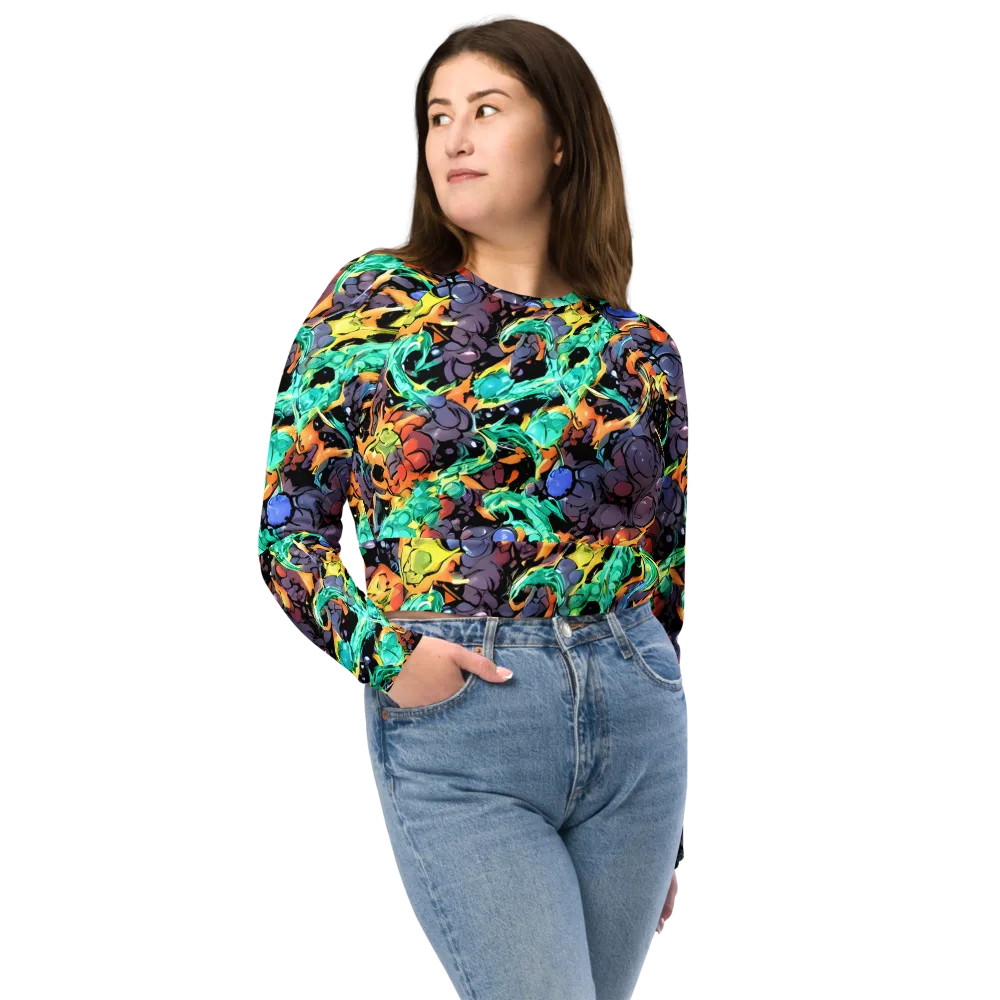 Reactor Bloom on Long Sleeve Crop Top — Front