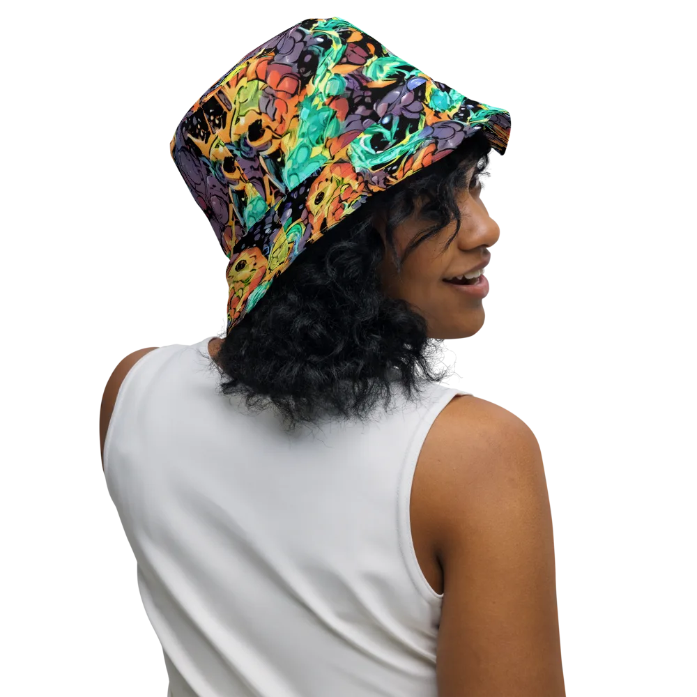 Reactor Bloom on Reversible Bucket Hat — Right Outside