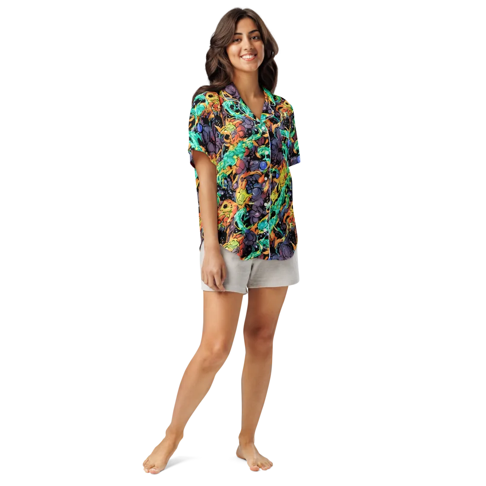 Reactor Bloom on Women's Short Sleeve Pajama Top — Front