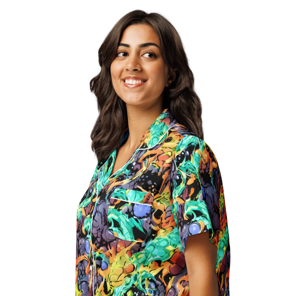 Reactor Bloom on Women's Short Sleeve Pajama Top — Left Front