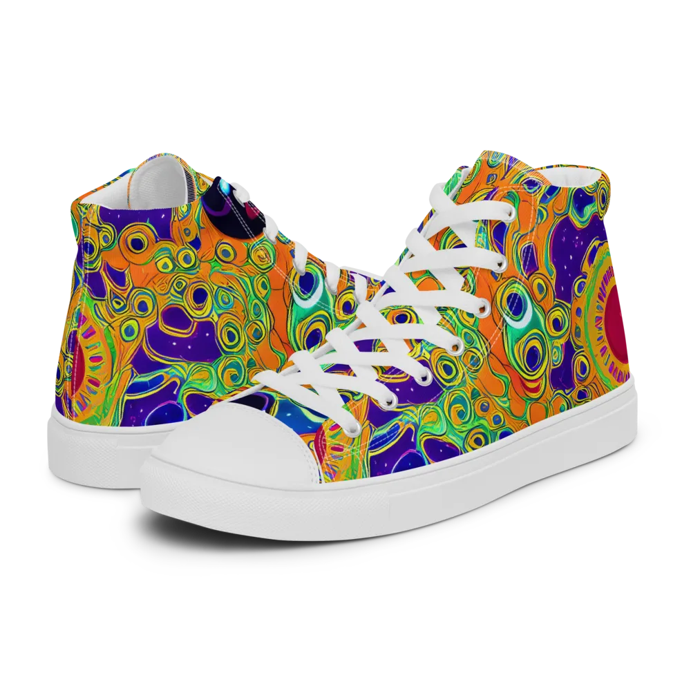 Infinite Tangle on Men's High Top Canvas Shoes — Left