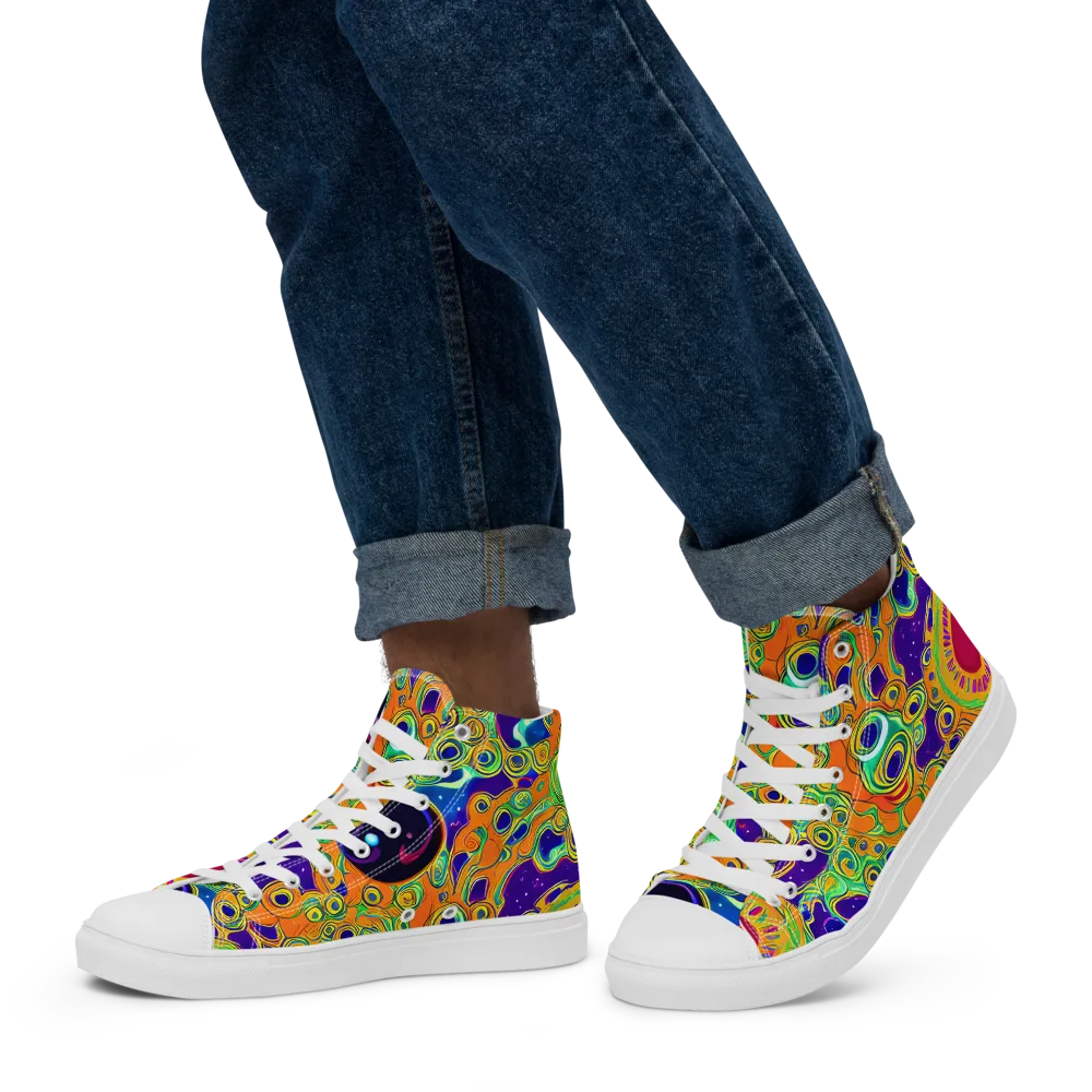 Infinite Tangle on Men's High Top Canvas Shoes — Left