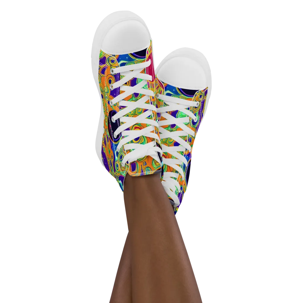 Infinite Tangle on Women's High Top Canvas Shoes — Front