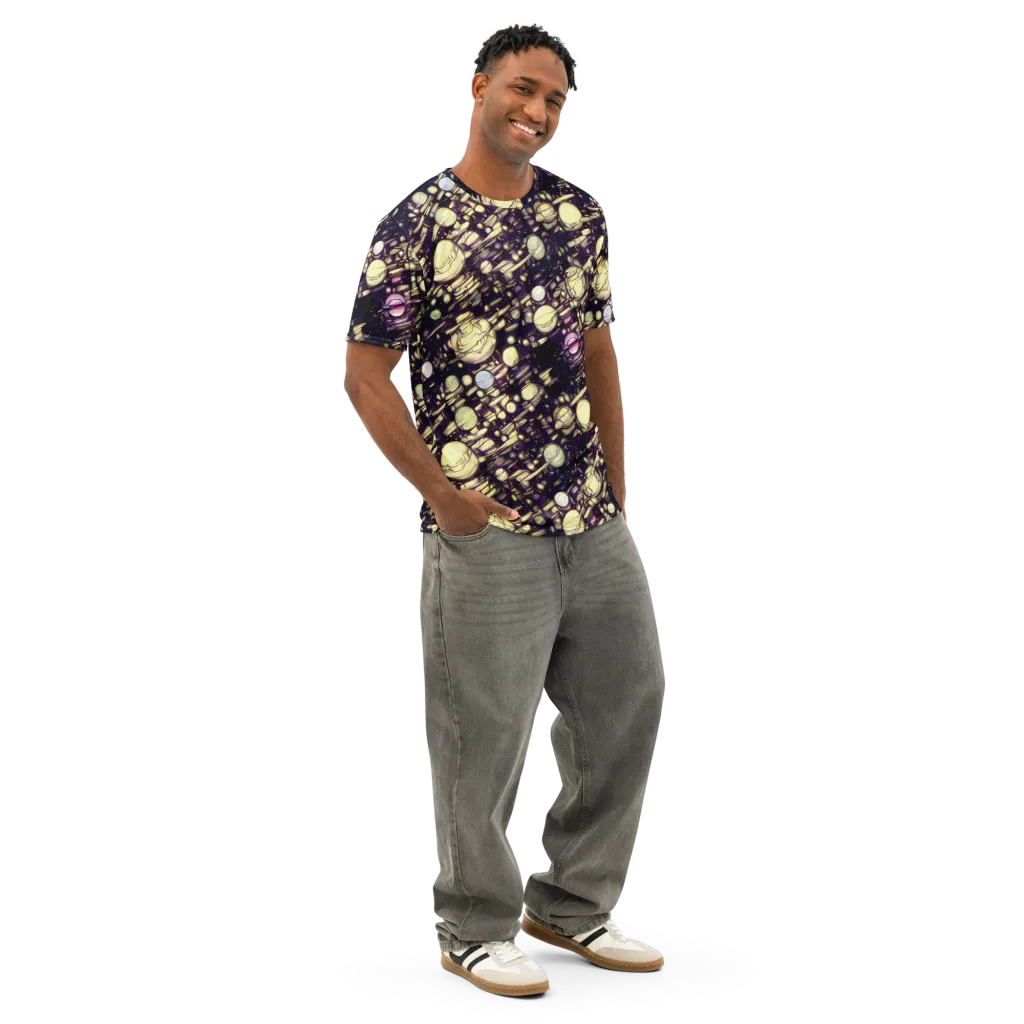 Lunar Electric on Men's Cotton Crew Neck T-Shirt — Right Front