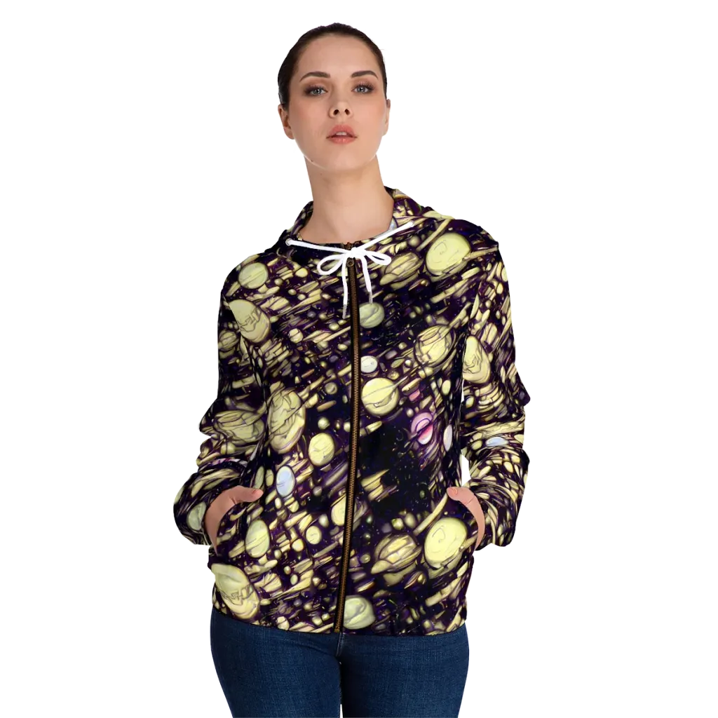 Lunar Electric on Women's Full-Zip Hoodie — Front On Person