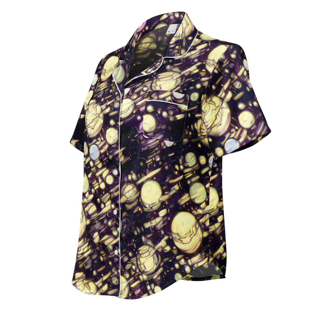 Lunar Electric on Women's Short Sleeve Pajama Top — Left Front