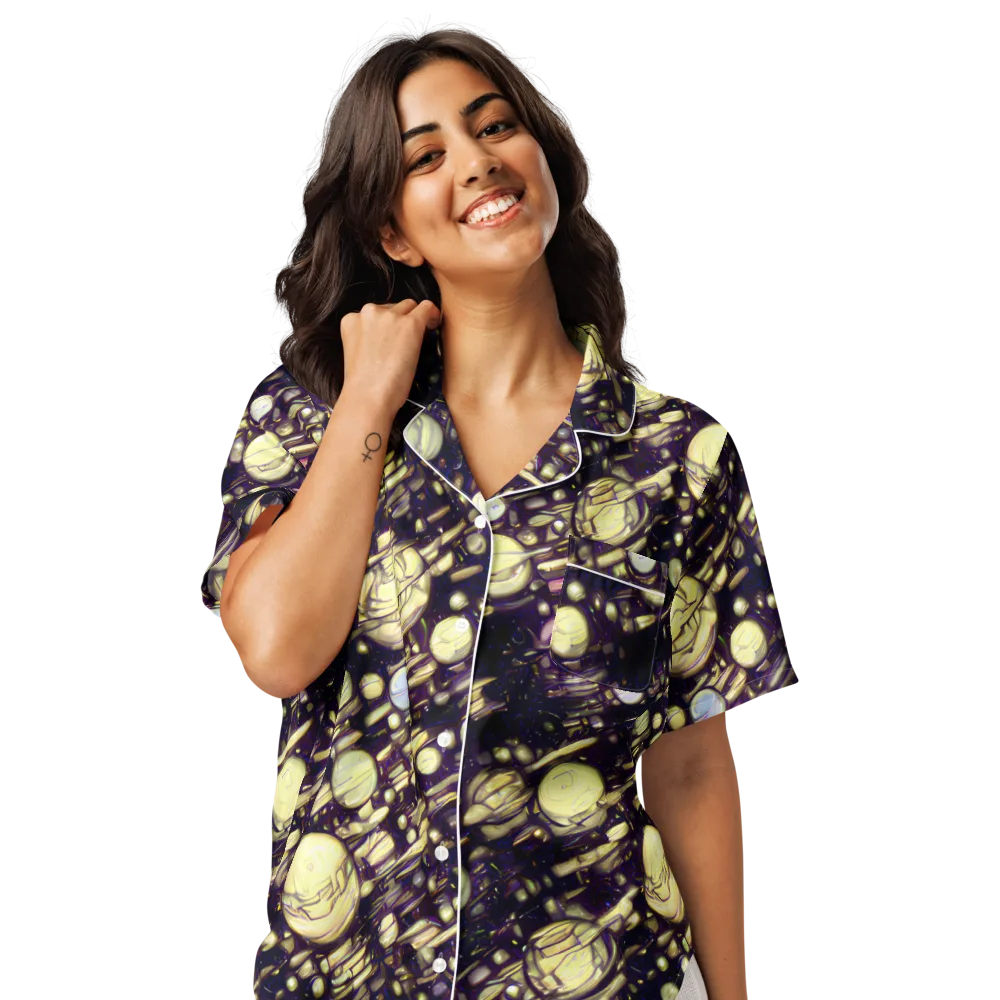 Lunar Electric on Women's Short Sleeve Pajama Top — Front