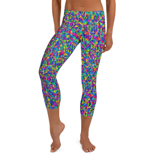 Neon Kaleidoscope on a Capri Leggings