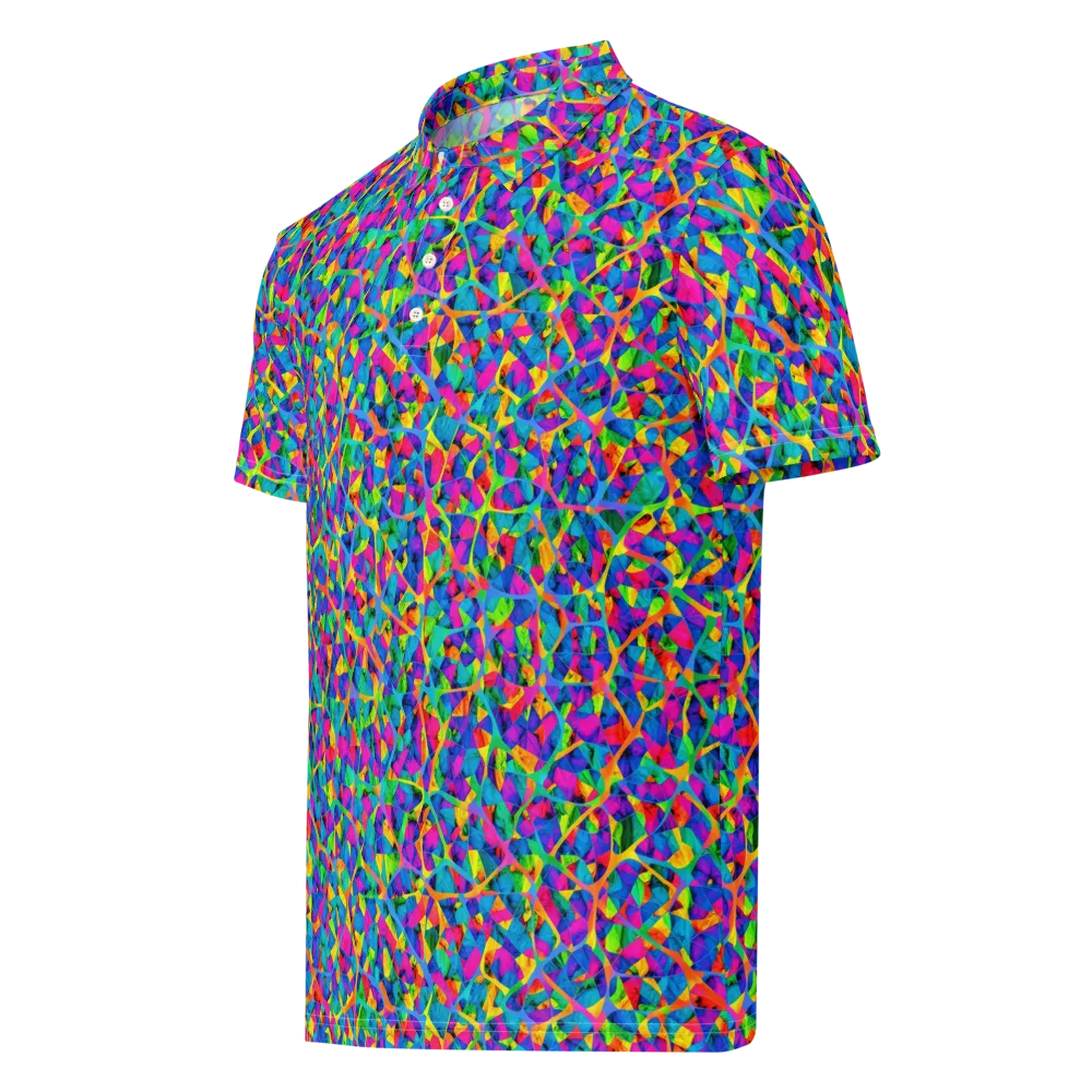 Neon Kaleidoscope on Men's Slim Fit Polo Shirt — Left Front