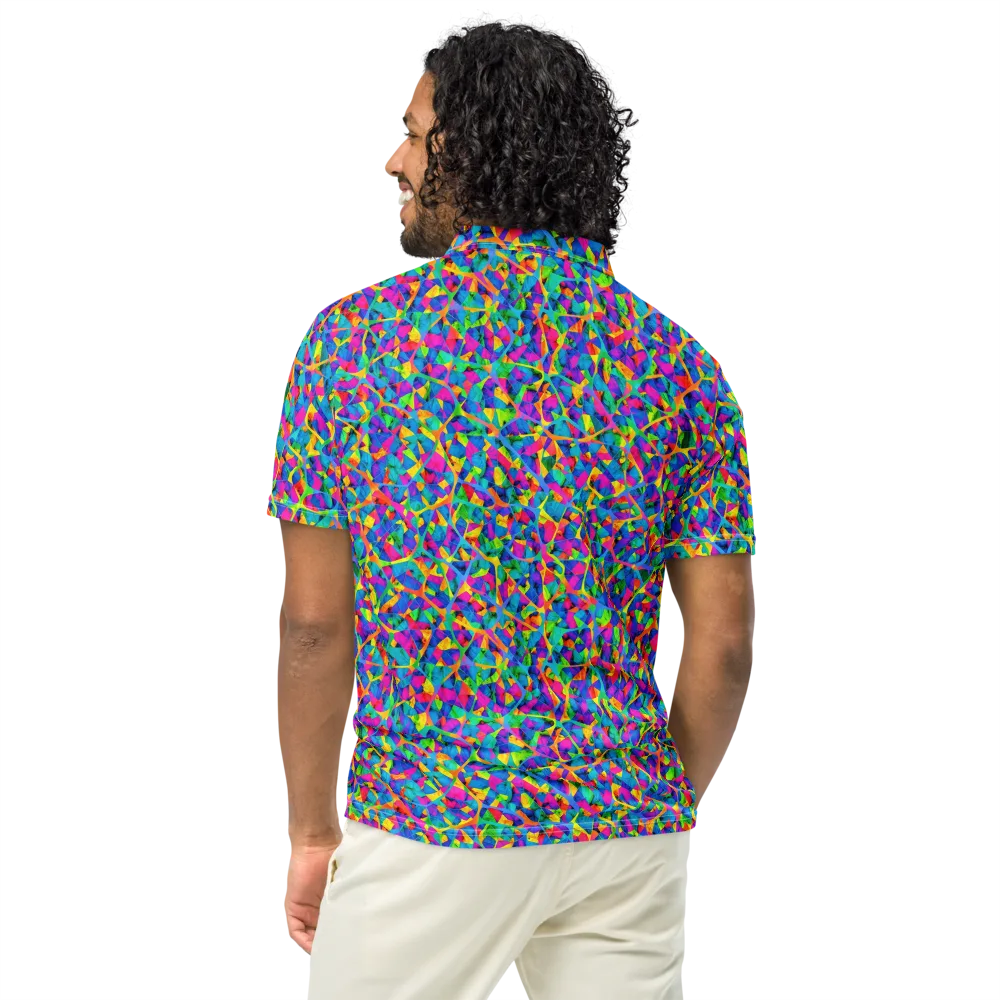 Neon Kaleidoscope on Men's Slim Fit Polo Shirt — Back