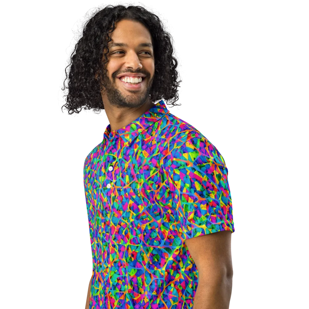 Neon Kaleidoscope on Men's Slim Fit Polo Shirt — Left Front