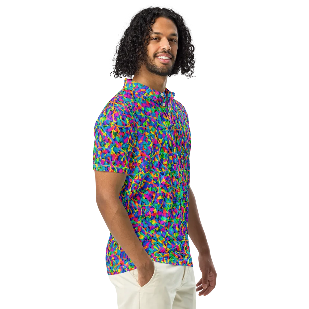 Neon Kaleidoscope on Men's Slim Fit Polo Shirt — Right Front