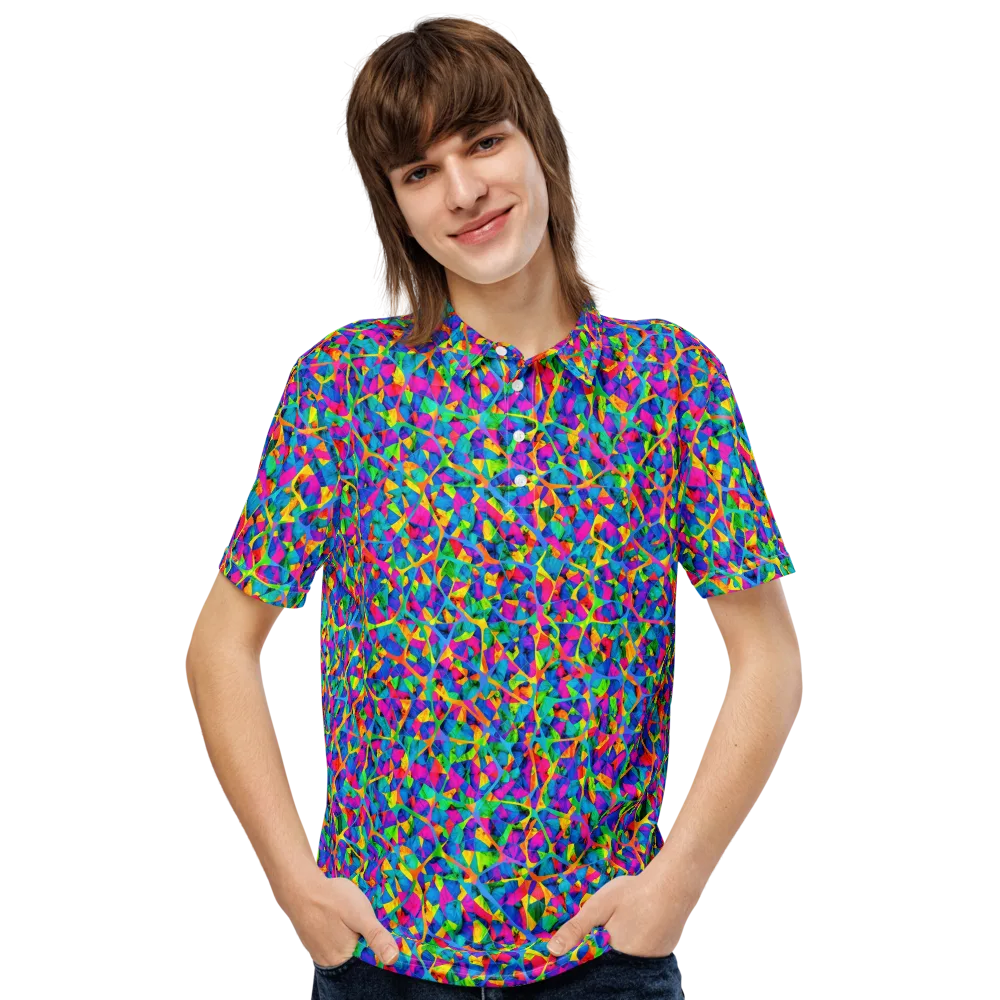 Neon Kaleidoscope on Men's Slim Fit Polo Shirt — Front