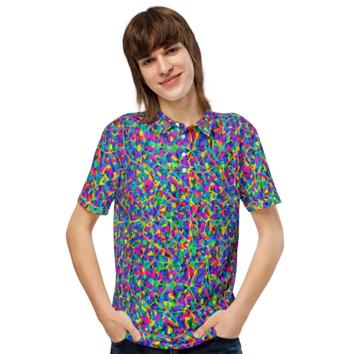 Neon Kaleidoscope on a Men's Slim Fit Polo Shirt