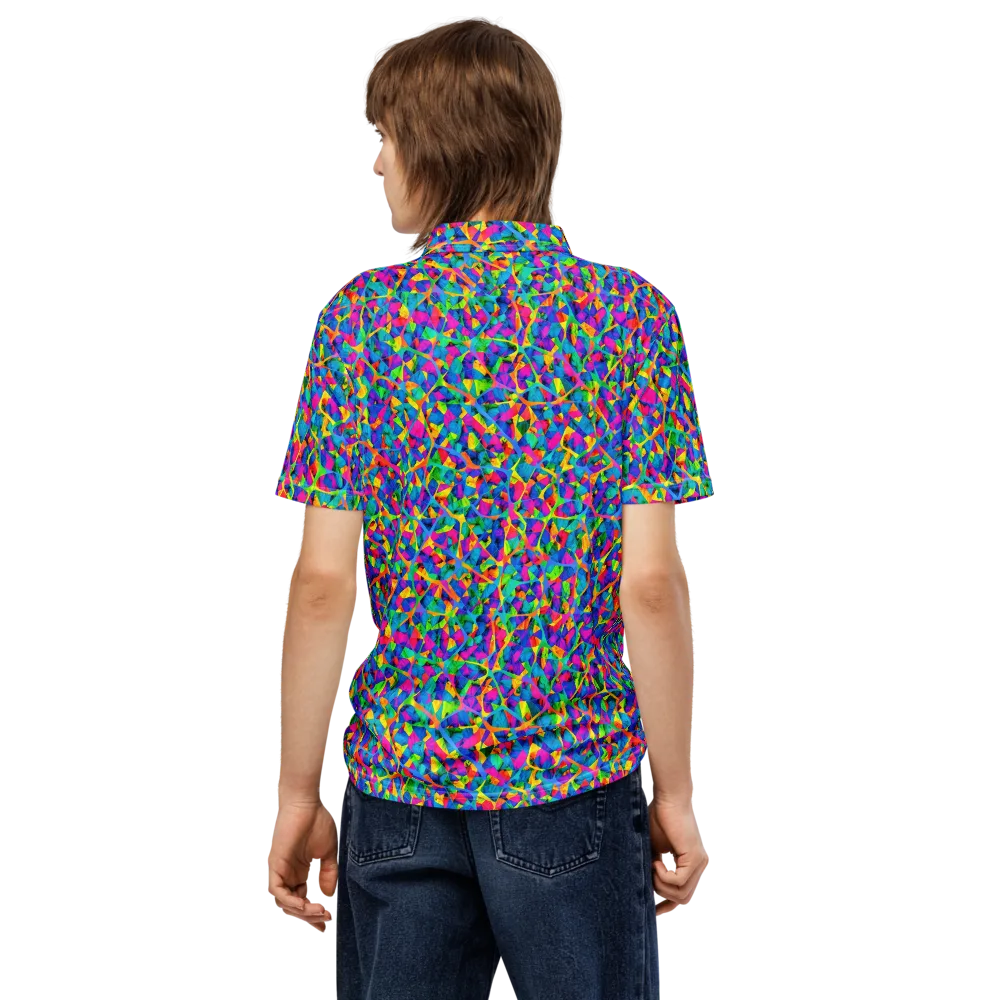 Neon Kaleidoscope on Men's Slim Fit Polo Shirt — Back