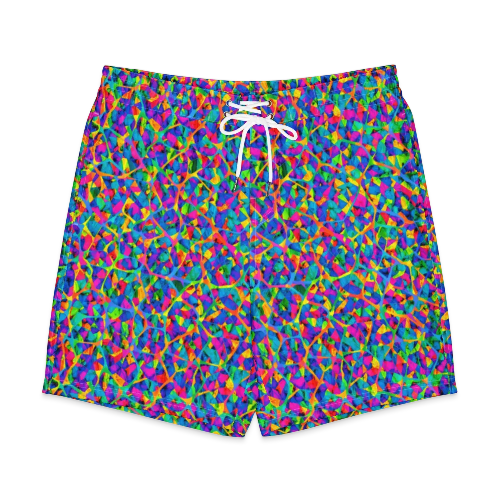 Neon Kaleidoscope on Men's Board Shorts — Front