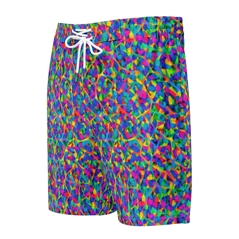 Neon Kaleidoscope on Men's Board Shorts — Front
