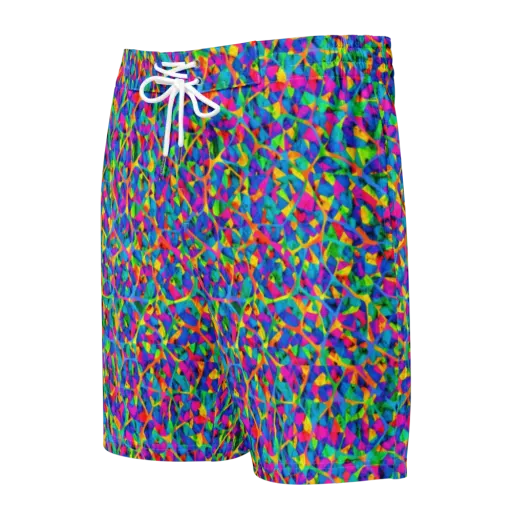 Neon Kaleidoscope on a Men's Board Shorts