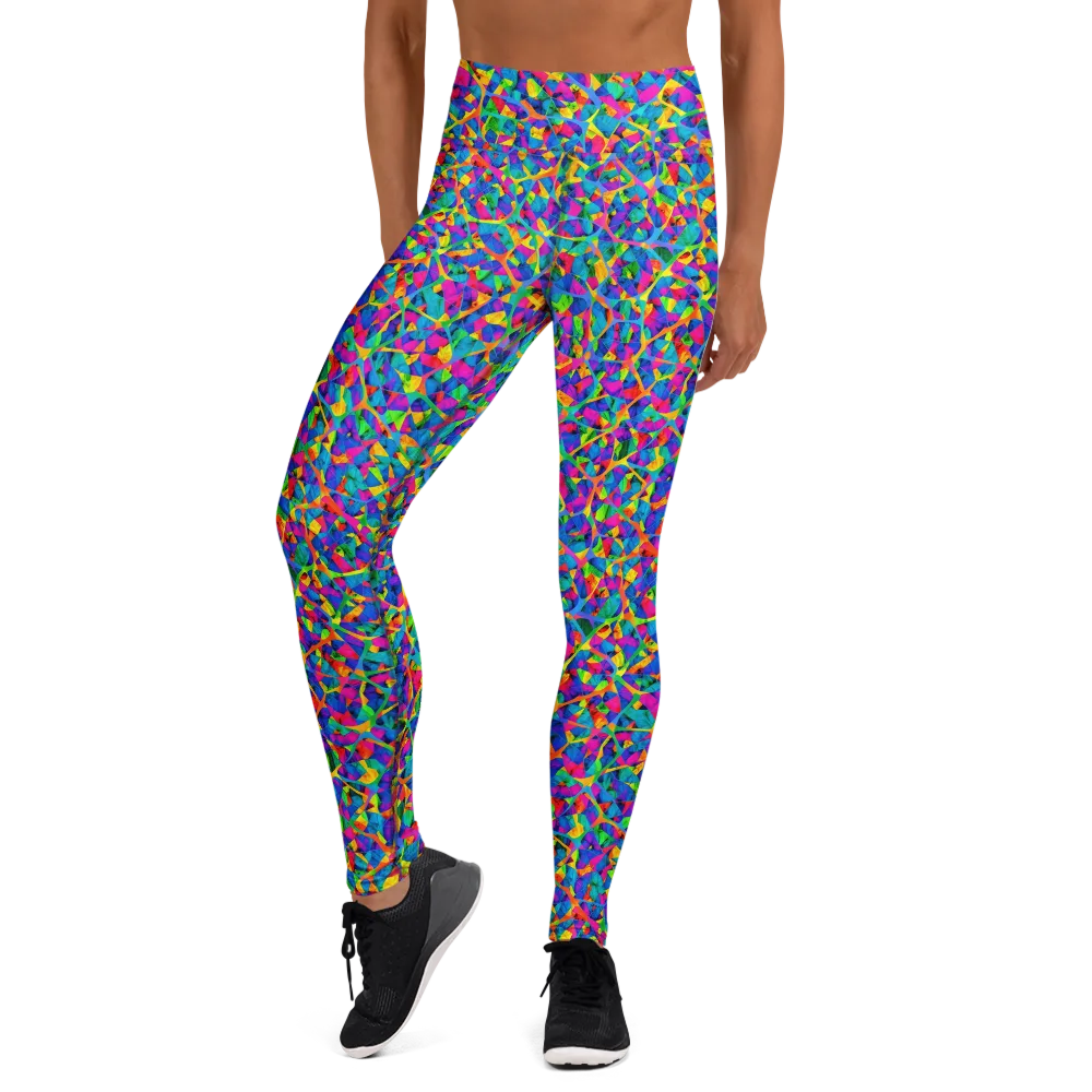 Neon Kaleidoscope on Yoga Leggings — Front