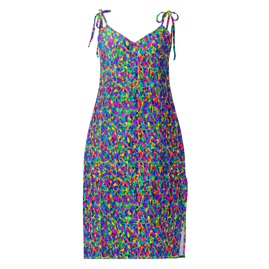 Neon Kaleidoscope on Slip Dress — Front