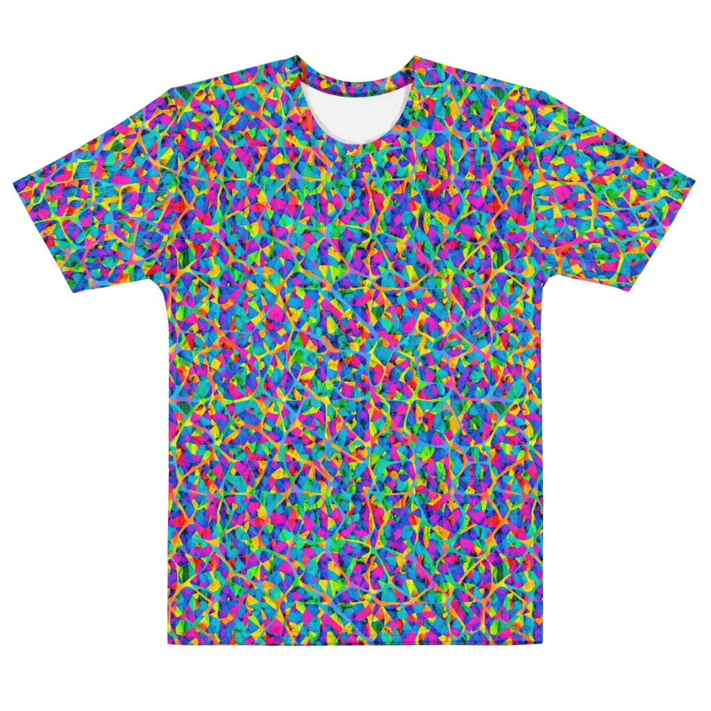 Neon Kaleidoscope on Men's Cotton Crew Neck T-Shirt — Front